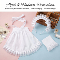 Vente en gros de dentelle plissée en polyester mélangé, 1,6 pouces (4 cm), tissée, à volants, pour vêtements, textiles de maison, décoration de voiture, cadeau