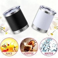 Gobelet à café personnalisé en acier inoxydable avec revêtement en poudre de 10 oz, tasse de voyage à double paroi isolée avec couvercle