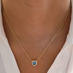 Lujo brillante diamante CZ circón corazón piedra preciosa Arco Iris colorido 12 meses corazón piedra natal Collar para mujeres señoras joyería regalo - Product Image 4