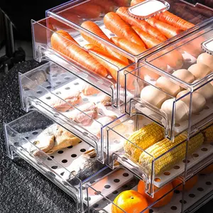 Кухонные прозрачные контейнеры для пищевых продуктов пластиковый органайзер для фруктов дозатор для фруктов с крышкой Держатель для яиц ящик для холодильника коробка для хранения