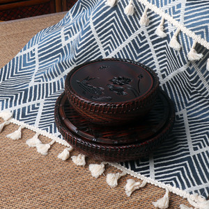 Bamboo Woven Round <b>Tea</b> Tray Handmade Traditional Chinese Style <b>Tea</b> Stand Coaster <b>Set</b> - Product Image 2