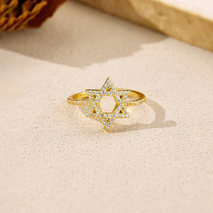 Bague étoile en argent sterling Bagues plaquées or 14 carats Bague zircon de qualité 5 A pour femme - Product Image 3
