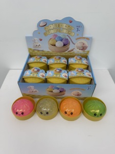 Balles anti-stress souples et moelleuses en forme de boulette de pâte (bao bun) avec paillettes, 8,5 cm, en TPE/Silicone, jouets de décompression à presser, panier vapeur - Product Image 3