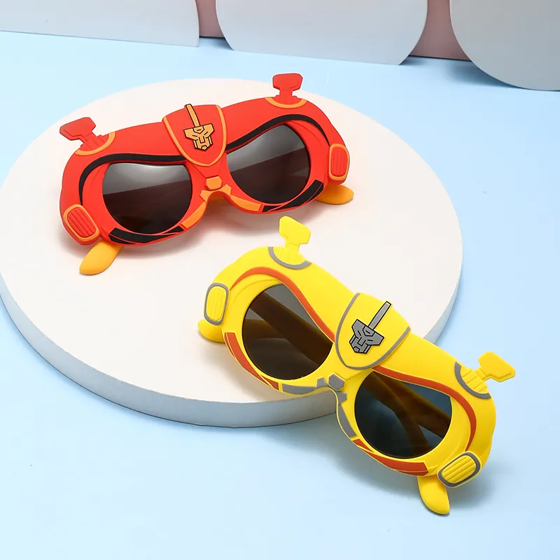 FANXUN83023 범블비 만화 부드러운 실리콘 아기 선글라스 새로운 귀여운 어린이 편광 음영