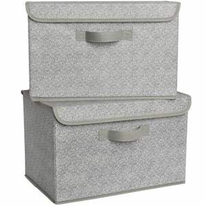<b>Collapsible</b> Wardrobe <b>Storage</b> Boxes with Lid Fabric Baskets for Shelves Organising Clothes - Product Image 1