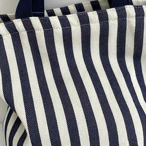 Wholesale Striped Canvas Tote <b>Large</b> Capacity Shoulder Shopping <b>Bag</b> Handbag With Custom Logo - Product Image 2