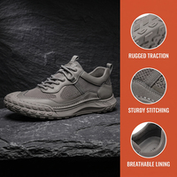 Chaussures de marche confortables à coupe basse en cuir véritable avec empeigne en maille respirante, semelle en caoutchouc, baskets décontractées tendance pour hommes
