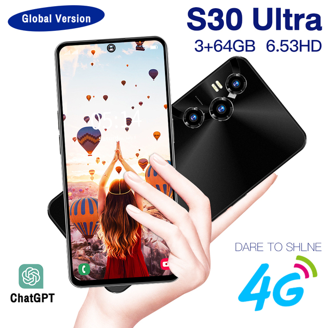 S30Ultra 4G LTE Dual SIM Smartphone 6.53 Inch Incell Punch Display 3GB+64GB Android 8.1 Mobile Phone