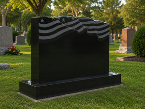 American Flag headstones and tombstones Germany Memorial Headstone Germany Black Granite Cemetery Headstone for Memorial - Product Image 2