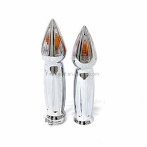 Chrome Spiked tín hiệu lần lượt và thanh kết thúc tay lái Grips cho Suzuki Kawasaki Tàu Tuần Dương choppers xe máy điều khiển - Product Image 5