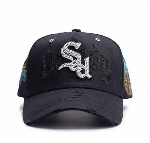 Casquette de baseball de luxe en gros avec broderie 3D et strass à large bord, modèle X Junior H 2.0 Canelo - Product Image 3