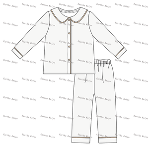 Ensemble de Pyjamas de Noël Familial avec Broderie pour Enfants en <span class=keywords><strong>Velours</strong></span> de Luxe Ivoire à Volants Personnalisés - Product Image 4