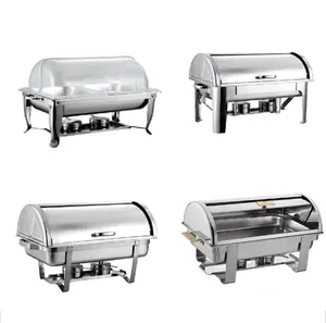 Factory for sale catering restaurant GN pan display stainless steel buffet food warmer Roll Top chafing dish