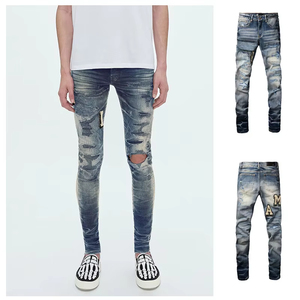 <span class=keywords><strong>Jeans</strong></span> da Uomo in Denim Amiiry Stonewashed Stile Dritto Effetto Usurato in Cotone di Alta Qualità - Vendita all'Ingrosso - Product Image 3