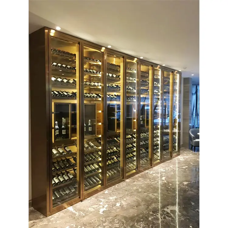 Custom wine display cellar air conditioner temperature control stainless wine cabinet