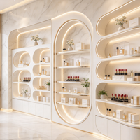 Vitrines de présentation de cosmétiques à éclairage LED multicouche pour salons de beauté et magasins de cosmétiques, design intérieur commercial pour une seule boutique
