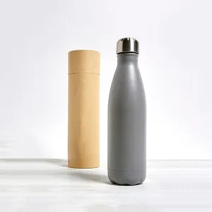 批发印刷不锈钢饮水瓶包装管圆筒盒便携式运动水瓶盒包装