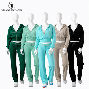 Best Selling Leopard Print Women Casual Zip Hooded <strong>Crop</strong> Jacket <strong>Leggings</strong> Stretch Sporty Streetwear Tracksuit 2 Piece Sets Clothes - Product Image 1