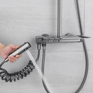 Ensemble <span class=keywords><strong>de</strong></span> <span class=keywords><strong>douche</strong></span> thermostatique intelligent numérique noir mat, <span class=keywords><strong>colonne</strong></span> <span class=keywords><strong>de</strong></span> mélangeur <span class=keywords><strong>de</strong></span> <span class=keywords><strong>douche</strong></span> <span class=keywords><strong>de</strong></span> salle <span class=keywords><strong>de</strong></span> bain avec fonction d'étagère - Product Image 3