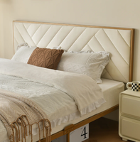 Lit en métal de style moderne pour chambre à coucher, couleur or, tailles double/simple/grand lit/très grand lit, avec tête de lit en velours – Vente en gros
