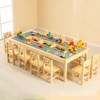 Table de construction en bois moderne Moetry avec rangement pour centre de blocs, idéale pour la maternelle, la salle de classe STEM et la garderie