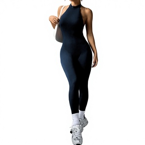 爆発的なセクシーさを演出するヨーロピアン・アメリカンスタイルのヨガ・フィットネスジャンプスーツ。スパゲッティストラップ、ノースリーブ、ピーチヒップパンツ。素材：スパンデックス/ポリエステル。 - Product Image 2