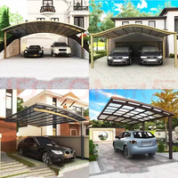 Abri de voiture moderne en alliage d'aluminium durable, imperméable, avec revêtement en poudre, double carport, toit en polycarbonate