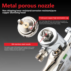 Высококачественный ручной краскопульт W101 из нержавеющей стали с соплом 1,3 мм, низкие эксплуатационные расходы, гравитационная подача, OEM, настраиваемый, гарантия 3 года - Product Image 2