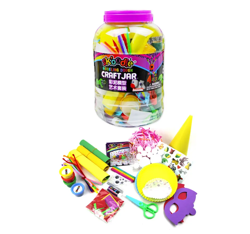 Nieuwe Aankomst Terug Naar School Gift Kids Papier Krijt Ambachten Handgemaakte Speelgoed Leveranciers Jar Dozen Arts Set Voor Activiteit