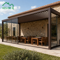 Pergola HESIWEI Chaude pour l'Hiver avec Toit Solaire Thermostatique, Conception Isolante et Cadre en Aluminium pour Jardins et Patios par Temps Froid
