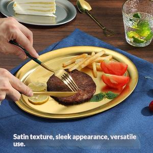 Assiette de service ovale en acier inoxydable 201 poli de style coréen pour <span class=keywords><strong>tiramisu</strong></span>, steak et pâtes, pour la cuisine domestique - Product Image 3