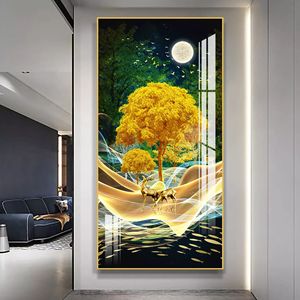 Tranh Trang Trí Hiên Nhà Hiện Đại Tranh Tường Hành Lang Nai Sừng Tấm Treo Dọc Tưởng Tượng Nghệ Thuật Treo Tường Nhà Bằng Pha Lê Bằng Sứ - Product Image 2