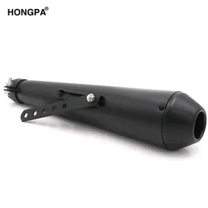Silenciadores universales de motocicleta modificados HONGPA, tubo de escape de motocicleta de acero inoxidable de 37-45mm para cafe racer Bobber