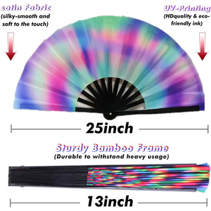 Kongfu-abanico de mano plegable de 33cm con brillo UV, para fiestas, festivales, eventos y clubs nocturnos - Product Image 2