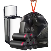 Sac poubelle noir robuste avec cordon de serrage, sac poubelle en plastique personnalisé, sac poubelle épais, sac poubelle à fermeture rapide, rouleau
