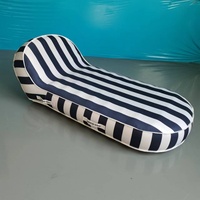 Chaise longue gonflable en PVC rayée bleue et blanche, épaisseur 0,3 mm, pour piscine, matelas pneumatique, transat de bain de soleil