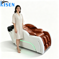 KISEN Lit de lavage de cheveux de haute qualité pour spa capillaire et massage thaïlandais, avec vapeur à circulation d'eau, mobilier de salon pour salon de coiffure