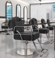 Fauteuil de Barbier Noir et Or Métallique pour Salon de Beauté, Nouveau Style, Chaise de Coiffure pour Femme, Vente Directe Usine, Réglable en Hauteur