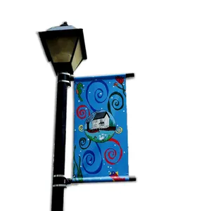 באנר פרסום עמוד פנס חיצוני תאורת רחוב פוסט בד קידום באנר דגל