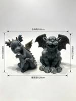 Ensemble de statues en résine Dragon et Gargoyle, figurines de jardin gothiques, décoration de jardin d'Halloween, décoration de table intérieure, vente en gros OEM ODM
