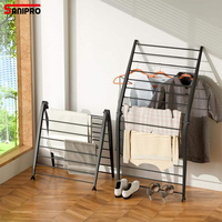 SANIPRO Étendoir à linge pliable en métal léger, gain de place, pour salle de bain et maison