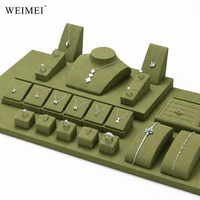 WEIMEI Présentoirs en velours vert olive pour colliers, bracelets, boucles d'oreilles et bagues, pour boutiques, magasins de cadeaux et vitrines de bijouterie