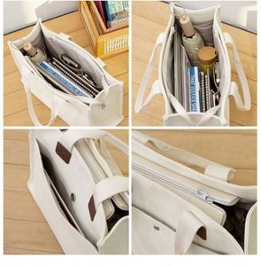 Sac fourre-tout en toile robuste 2025 de 16 oz, option lot de deux, sac à bandoulière, sac de shopping en toile, sacs à main pour femmes avec fermeture éclair - Product Image 3