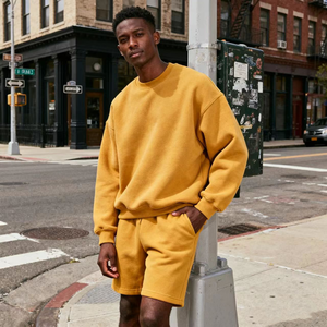 TKAN293 Sudadera con capucha de algodón al por mayor chándal logotipo personalizado oversize hombro caído hombres 2 piezas chándal conjuntos cortos - Product Image 3