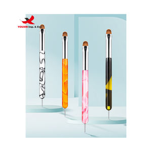 Pinceau à ongles double embout en poils de Kolinsky français, pour nail art, pointillage, dessin acrylique, strass et gel, à prix réduit pour achats groupés - Product Image 1