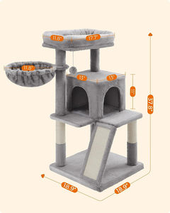 Multi-livello condominio per gatti tiragraffi e rampa piccola torre per gatti con pesce persico allargato per grandi gattini gatto albero - Product Image 2