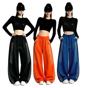 <span class=keywords><strong>Pantalones</strong></span> Deportivos Exclusivos de Verano-Otoño con Lentejuelas Plateadas y Corte Curvo - Product Image 4