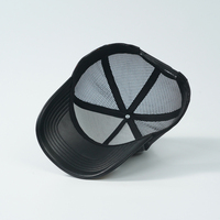 Topi Bisbol Jaring Bordir Logo 3D, Topi Trucker 5 Panel Kulit PU, Topi Trucker Custom