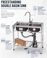 Évier de cuisine double bac autoportant moderne en acier inoxydable 304 fait main, pour extérieur, utilitaire, restaurant, vente en gros, OEM, ODM