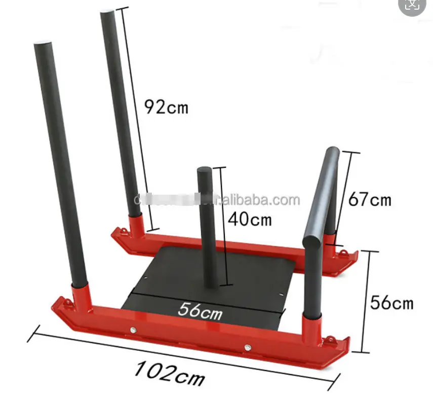 High Quality Gym Equipment Training Power Gym Sled Prowler Weight Plate Sled Red and Black with Belt